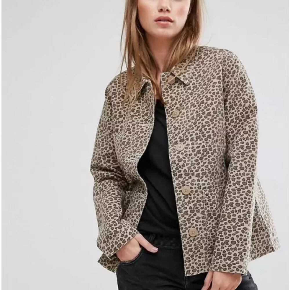 LEVIS Womens Cheetah Leopard Print Jacket Workwear Chore Coat